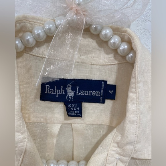 Ralph Lauren rare vintage 100% Linen button up shirt size 4 - Picture 4 of 4